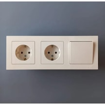 Atlasdesıgn Priz 2 Adet + Anahtarsız Ana Hat Ve 3 Pozlu Çerçeve, Bej 318414154 0143-2