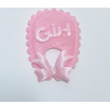 Bebek Yaka Pembe Süsleme Kumaş Sticker 100 Adet Pembe