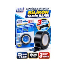 Kendinden Kaynayan Silikon Tamir Bandı Siyah 25 Mm 1,5 M 3 Kat Esnek, 8000 V Yalıtım