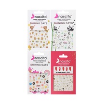 4 Lü Tırnak Sticker Seti Nail Art Yapıştırma Panda, Ayıcık, Tatlı, Aşk Kolay Uygulama