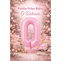 0 Rakam Folyo Balon Pembe Renk 76cm Pembe