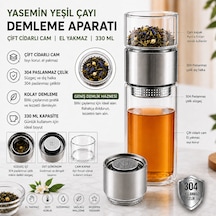 Muzeko 330ml Çift Katlı El Yakmayan Isıyı İçinde Tutan Cam Bardak Detox Bitki Çayı Demleme Ihlamur Demliği Bitki Çayı Demleme Tüm Bitki Çaylar İçin Uygundur Grı Gri - Şeffaf