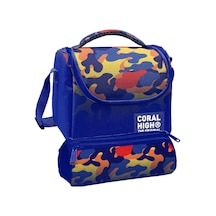 Coral High Beslenme Çantası Ve Üç Gözlü Kalemlik Seti - Mavi Çok Renkli Kamuflaj Desenli Erkek Çocuk 37139 Lacivert