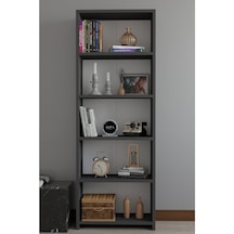 5 Raflı Kitaplık Dekoratif Çok Amaçlı Düzenleyici Raf 150 Cm Salon Çalışma Odası Raf Antrasit