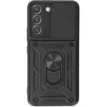 Ilkeshop Newface Samsung Galaxy Uyumlu S23 Fe Kılıf Pars Lens Yüzüklü Silikon - Siyah Sıyah