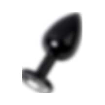 Zaga Oyun  Metal Clear Taşlı Siyah Anal Plug Küçük Boy