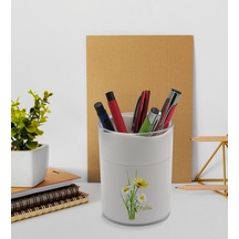 BK Gift Kişiye Özel Papatya Temalı Beyaz Akrilik Kalemlik 18323266