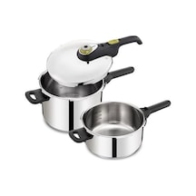 Tefal Secure Düdüklü Tencere 6 L + 4 L Gümüş - Siyah