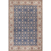 Artloop Relic Lacivert Krem Vintage Çiçek Motifli Klasik Desenli Dokuma Tabanlı Şönil Halı Al 566 Lacivert-krem