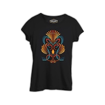 Abstract Colorful Tattoo Siyah Kadın Tshirt 001