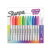 Sharpie Glam Pop Kalıcı Markörler, Kalın Ayrıntılar İçin İnce Nokta, Çeşitli Canlı Renkler / 12 Keçeli Kalem Çok Renkli