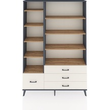 Arges Dolap 9 Raflı 4 Çekmeceli 132x30x195 Antrasit-çam/aytaşı Antrasit