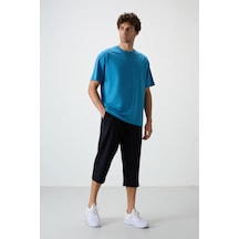 Tommy Life Lacivert Pamuklu Yumuşak Dokulu Standart Fit Nakışlı Erkek Kapri - 83102 Lacivert