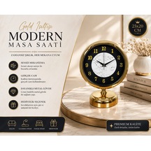 Mermer Işıltısı Gold 25 X 20 Cm Metal Masa Saati