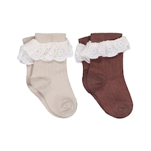 Civil Baby Dantel Aksesuarlı 2'li 6- Bebek Kız Çorap Set Standart