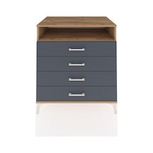 Kronos Şifonyer Tek Raflı 4 Çekmeceli 88x59x96 Çam-antrasit Çam
