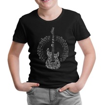 Guitar And The Notes Siyah Çocuk Tshirt 001