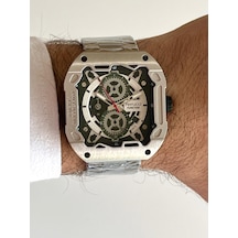 Ferrucci Kare Kadran Gümüş&yeşil Renk Fonksiyonları Aktif Takvimli 45mm Kasa Çap Erkek Kol Saati Yeşil