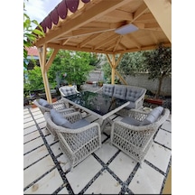 Fabrika Rattan Scollection Rolex Rattan Bahçe Takımı Bej