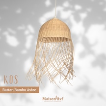 Kos Rattan Bambu Saçaklı Avize Bambu