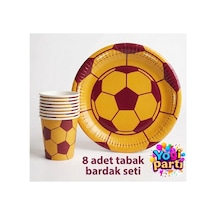 Gs Uyumlu Baskılı Tabak Bardak 8 Li Set Parti Malzemeleri Kırmızı Tüm Yaşlar
