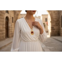 Otantik Arpa Zincirli Bordo Halef Kolye