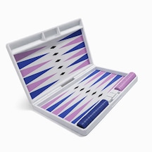 Taşınabilir Tavla Seti 25x20 Cm Mor Mavi Beyaz 3d Baskı Katlanabilir Tavla, Seyahat Tavlası, Zar Ve Taş Dahil