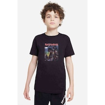 Tshirthane Maıden Eddıe Somewhere In Baskılı Unisex Çocuk Siyah T-Shirt