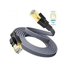 Hi Link Flat Örgülü Cat8 3 Metre Ethernet Kablo Yüksek Hızlı 40gbps 2000mhz Ethernet Kablosu Fk0803