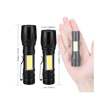 Or-515 3 Mod Zoomlu Pilli Led El Feneri Cep Boy Kamp Feneri 2000 Lumen Su Geçirmez Fener Lamba Siyah