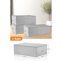 Serstil 3 Adet - Büyük Boy Baza Altı Gri Benekli Hurç 62 X 46 X 22 Cm