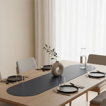 1 Adet Deri Runner-40x140 Cm-deri Masa Örtüsü Lacivert