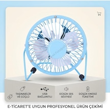 Masaüstü Metal Usb Fan, 360 Derece Dönüş, 90 Cm Kablo