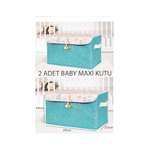 2 Adet Baby Çok Amaçlı Kapaklı Kutu Düzenleyici Maxi Mavi 35x24x23 Gri-beyaz