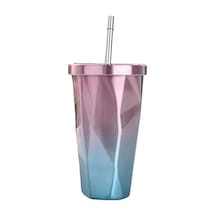 Hangfox Renk Geçişli Paslanmaz Çelik Termos Bardağı - 500ml Kapasiteli, Pipetli Ve Çift Katmanlı