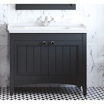 Denko Helena 100 Cm Mdf Füme Banyo Dolabı Alt Modül Ve Lavabo Füme