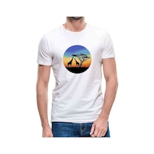 Silhouette Giraffe Erkek Beyaz Tshirt