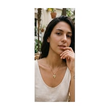 Lunarie X Harfli Madalyon Kolye 14k Gold Kararmaz Çelik Zirkon Altın