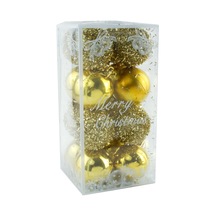 16 Adet Lüks Sarı Renkli Cici Top Yılbaşı Ağaç Süsü 15 x 6 CM