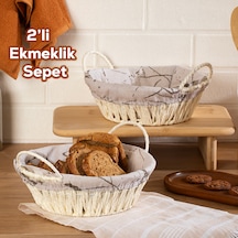 Porsima Mio-020 2li Hasır Görünümlü Yuvarlak Ekmek Sepeti Beyaz