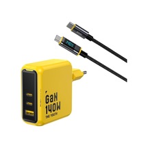 Youth 140w 3 Portlu Şarj Adaptörü, 140w Led Ekranlı Naylon Örgülü Süper Hızlı Şarj/data Kablosu Seti