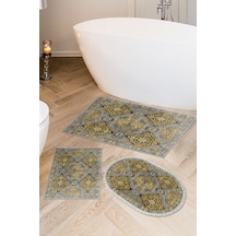 Dekoreko Kaymaz Taban Djt 3 Lü Banyo Paspas Takımı Trend Karışık Modern 659m Sarı