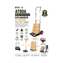 Staxx At90as Alüminyum Katlanır El Arabası 90 Kg Sessiz Tekerlekli Taşıma Arabası Koli Yük Paket