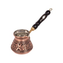 2 Kişilik Gaziantep Bakır El Ağır İşlemeli Sedef Kulplu 2 Kişilik Türk Kahve Cezvesi Kalay Kaplama