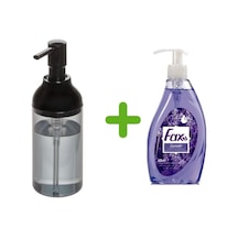 SİYAH FÜME SIVI SABUNLUK VE 1 ADET 400 ML SIVI SABUN LAVANTA KOKU