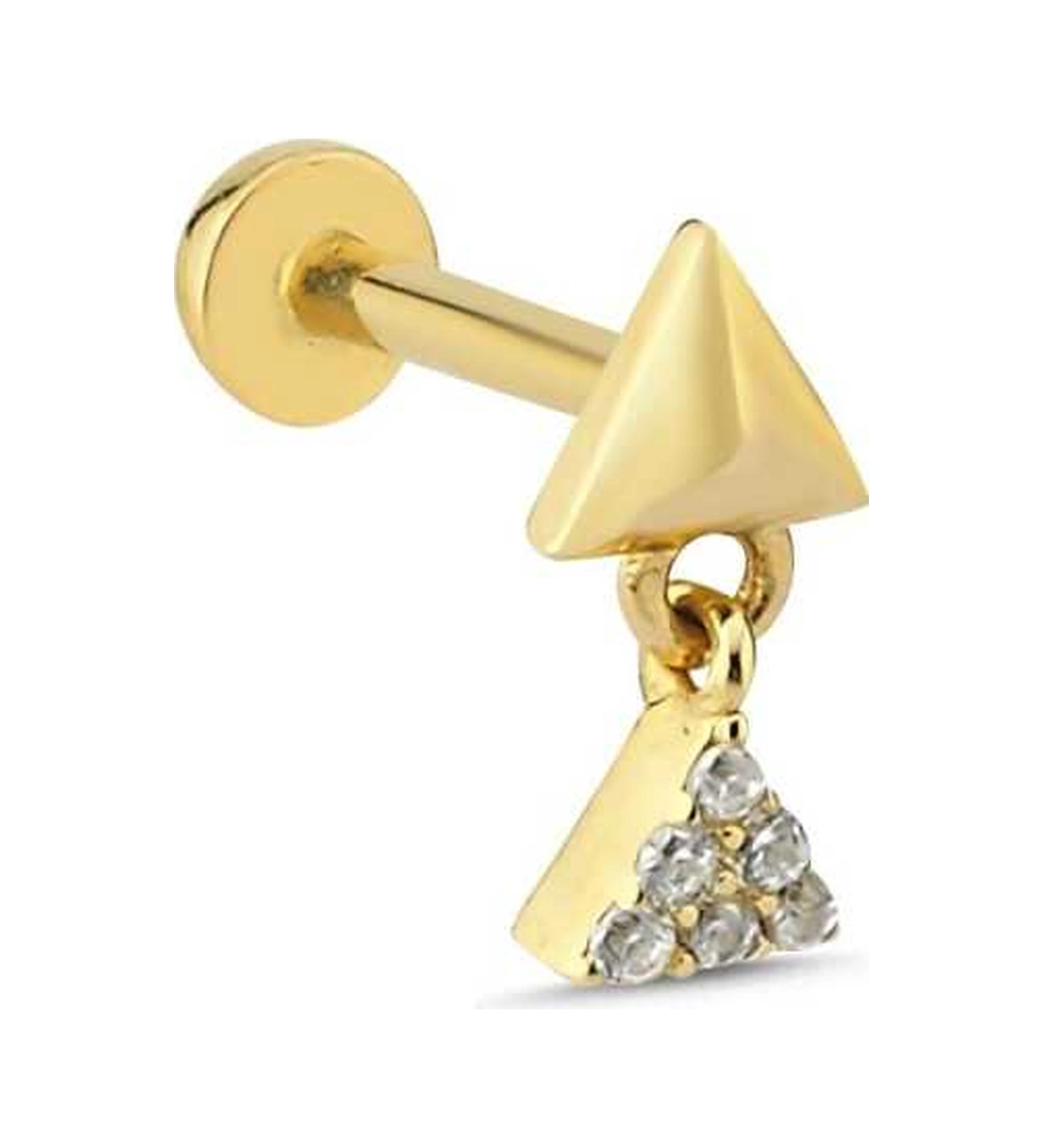 Cherry By Özkonak Üçgen Prizma Ucunda Taşlı Üçgen Tragus Piercing Sarı