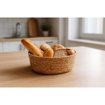 Deconox El Yapımı Hasır Ekmek Sepeti, Yıkanabilir Bez Astarlı Çok Amaçlı Oval Sunum Ve Dekoratif Saklama Sepeti, Ekmeklik 22x16x8 Cm A