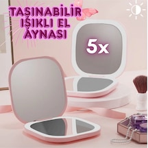 Ledli Makyaj Çantası Aynası, Parlaklık Ayarlı Katlanabilen Seyehat Aynası El Makyaj Aynası Çok Renkli