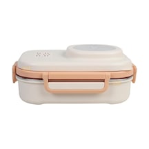 1100ml Lunchbox Tek Katlı 3 Bölmeli Kaseli Çelik Sefer Tası Yemek Kutusu Açık Pembe-sarı Çok Renkli
