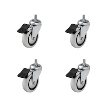 4 Adet Hts Döner 3/8 Vidalı Frenli Mobilya Tekeri Çap : 74 Mm Kod : 354